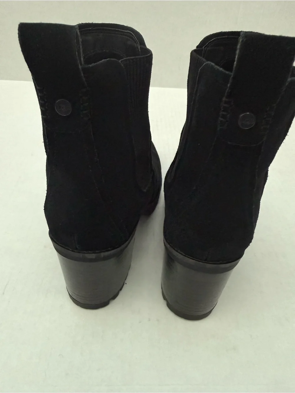 UGG Black Suede Chunky Heel Ankle Boots Size 10